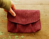 Clutch purse in grape / pleated envelope clutch/ vintage style / upcycled