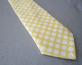 Boys Polka Dot Tie, Pretied, Butter Yellow and White