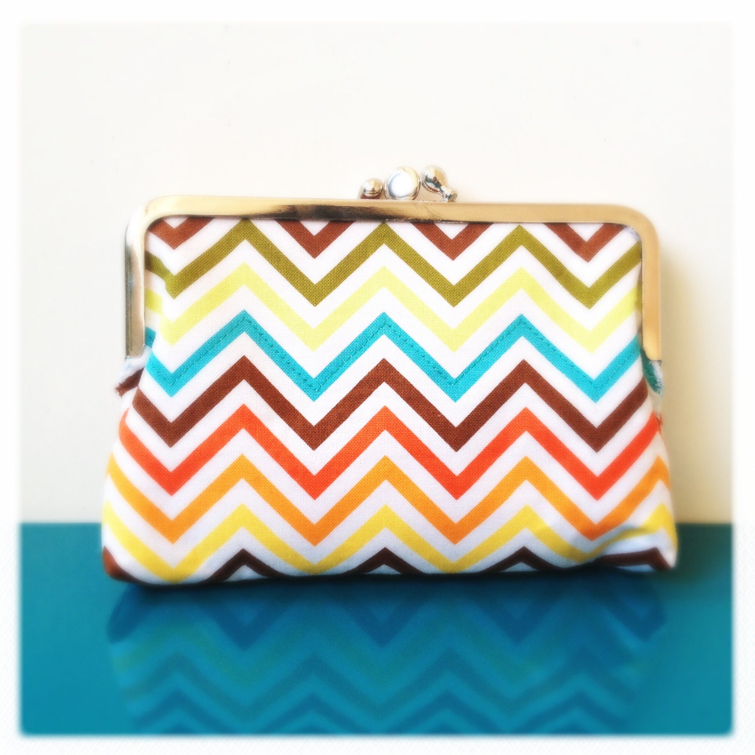 double kisslock clutch - summer chevrons