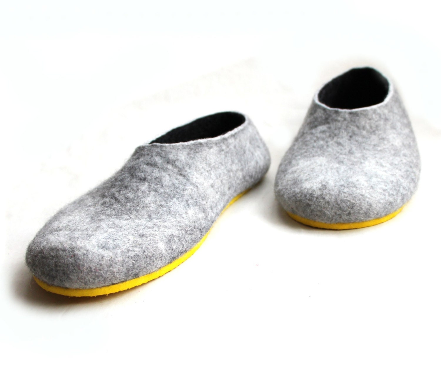 Mens Yellow Sole Wool shoes Grey Black. Custom made all sizes