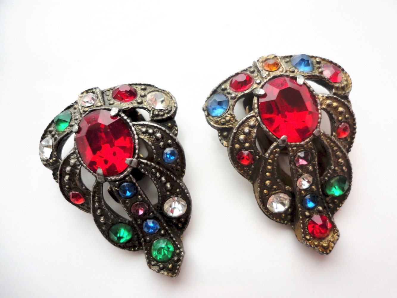 1930's Art Deco Multicolored Dress Clips