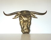 Large Vintage Brass Steer Wall hanging