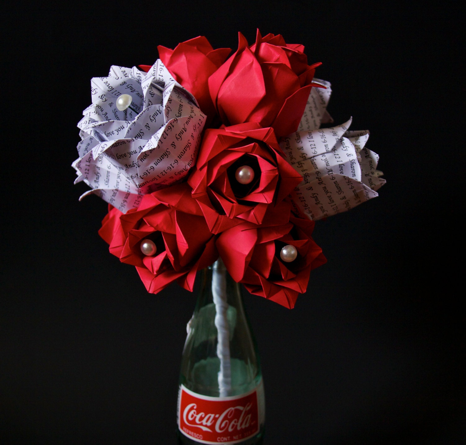 Buy traditional anniversary gifts - Dozen Paper Roses- Wedding bouquet, first anniversary gift, perfect for her, Personalized, one of a kind, alternative, non traditional