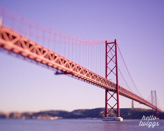 BOGO SALE - Portugal Photos, Travel Photography, Lisbon Print, Bridge, River, Wall Decor, European Print - Red Bridge