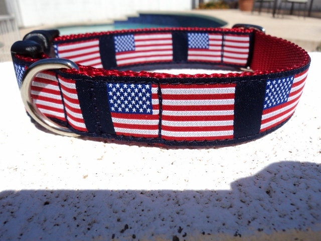 American Flag Dog Collar 1" Adjustable Quick Snap (L) Small, Medium or Large
