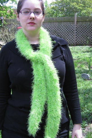 Fuzzy lime green scarf