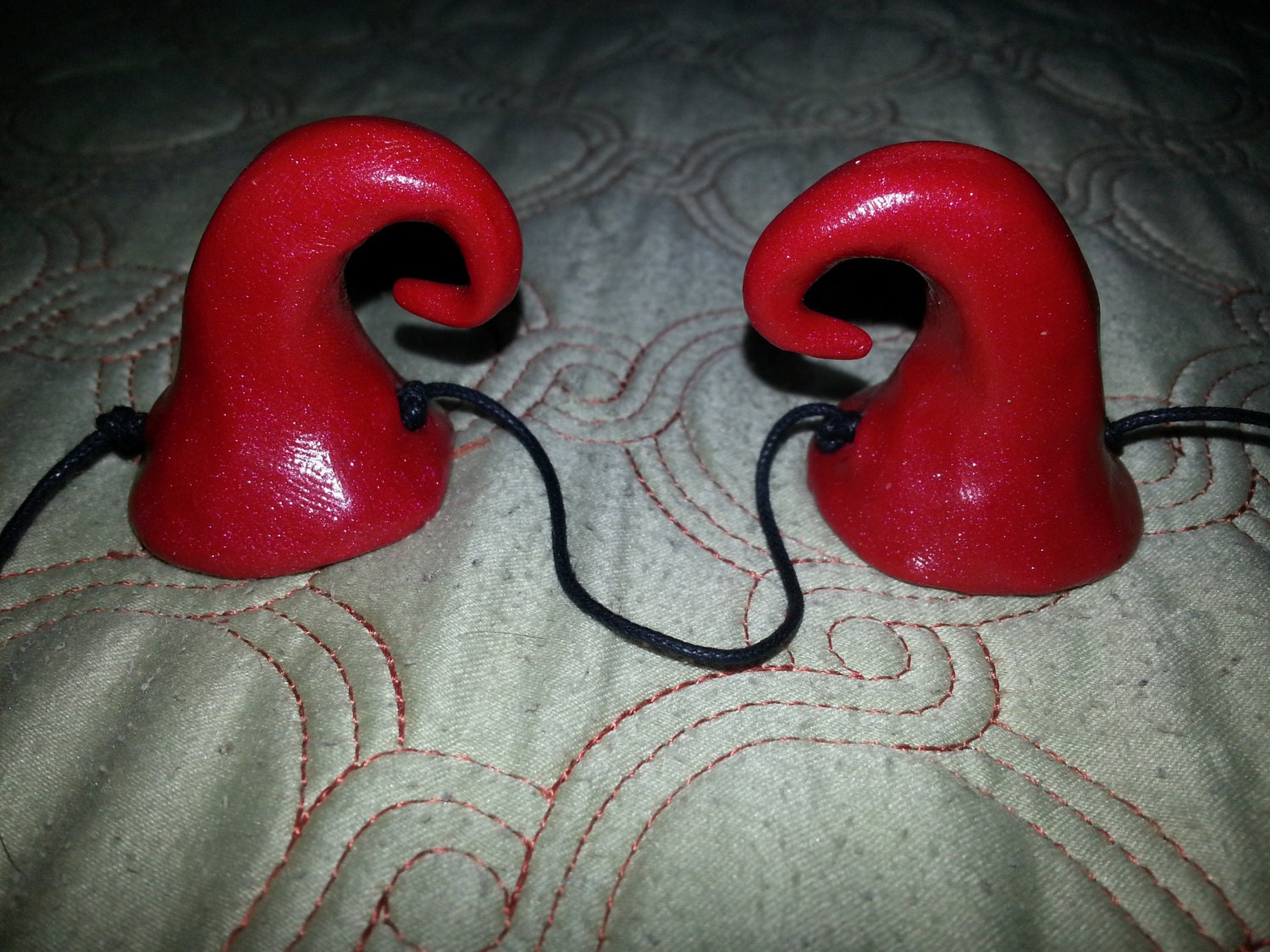 Mini  Red  Devil  Horns -  Polymer Clay -  Free Shipping