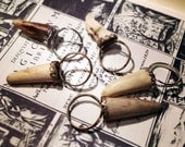 ANTIQUE BRASS Lace Cameo Set Deer Antler Tip Adjustable Ring and Pendant Necklace