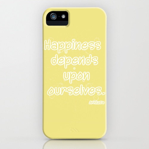 iPhone 5 Case Happiness in yellow typography