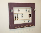 Jewelry and Earring Organizer Wood Frame Accessory Holder Wall Mount for Bracelets, Necklaces, Rings, Scarves.