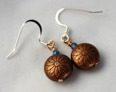 Copper Flower Charm Earrings