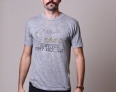 60s Mens Snoopy Shirt - Vintage Army Shirt - Fort Dix, NJ - Grey Snoopy Shirt - Small Medium