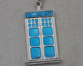 Necklace, Doctor Who inspired, TARDIS Charm, Blue enamelled, ALL proceeds going to charity