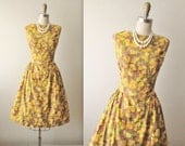 60s Floral Dress // Vintage 1960's Floral Print Garden Party Summer Mad Men Day Dress M