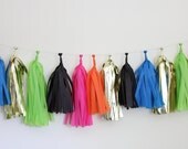Tassel Garland -18 Tassels- Neon and Black Il_170x135