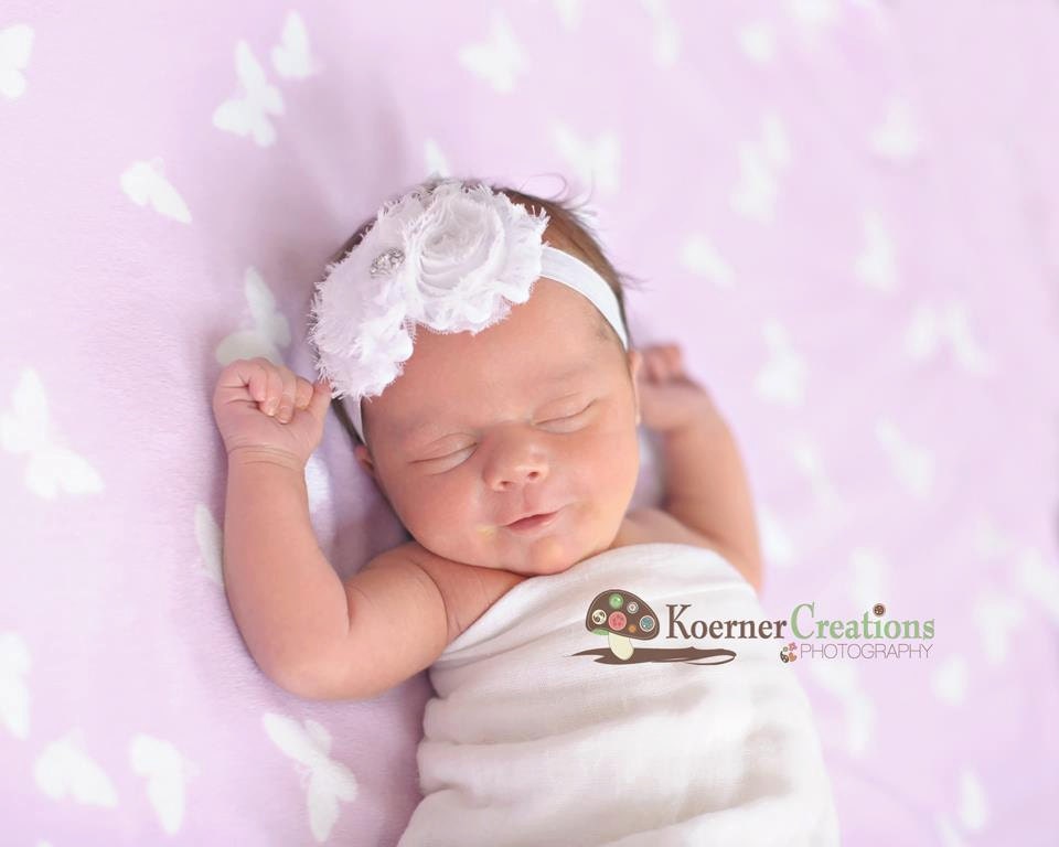 Shabby Chic Headband-Baby Girl Headband-Newborn Headband-Infant Headband-Baby Headband-Rosette Headband-Photo Prop-Toddler Headband