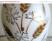 sToReWiDe sale Gorgeous Vintage Mid Century Nand Painted Lamp From Germany - Frosted White and gold - Cottage Chic