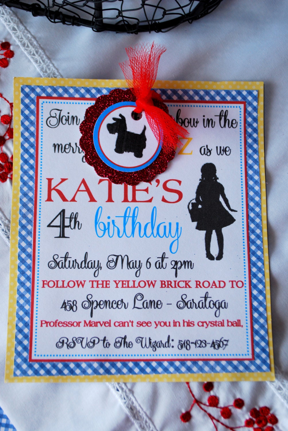 Wizard of Oz Invitations - Set of 10 - Handmade - Includes Envelopes
