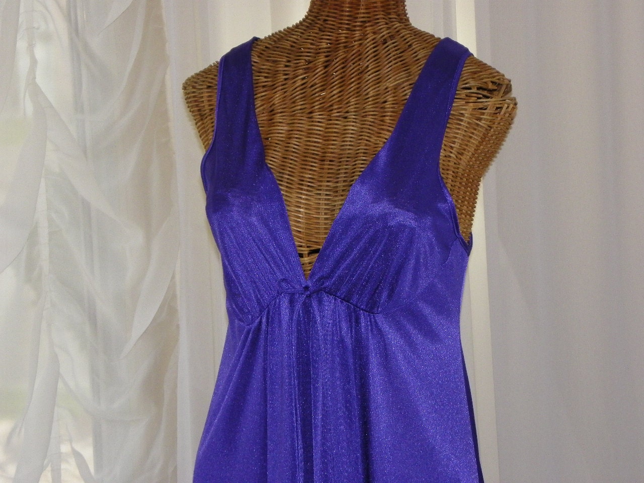 Vintage Cinema Etoile Waltz Length Sweeping All Nylon Nightgown Royal Purple Blue Boxed Armhole Opening Empire Waistline Size 38 on Etsy
