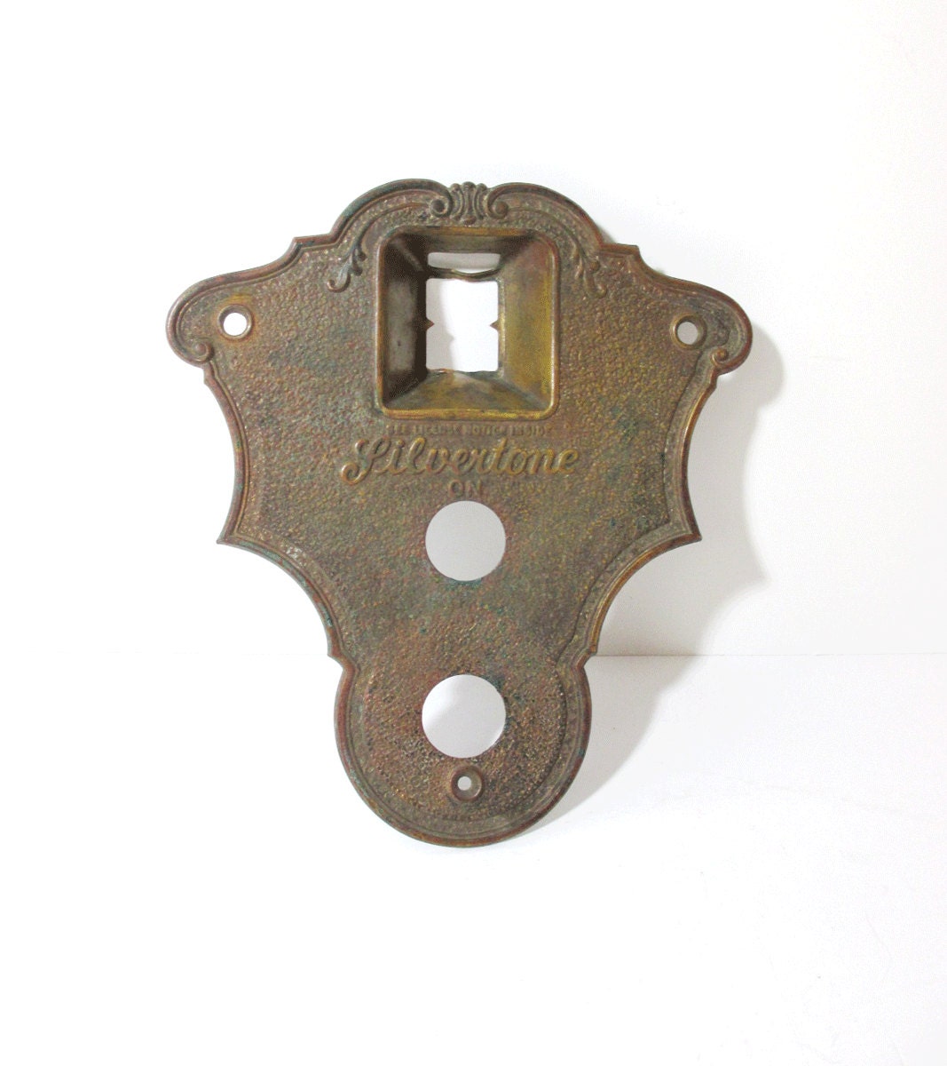 Antique Silvertone Radio Metal Face Plate  - Assemblage - Replacement Supply - Altered Art - Home Decor