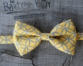 Yellow and Grey circle tile little boy bow tie - photo prop, ring bearer, wedding