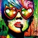 Art Print Punk Rock Pop Art Rainbow Splatter Portrait - Electric Wasteland by Carissa Rose apprx 11x14