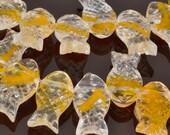 8X10MM FISH BEADS-Pressed Glass-7.5 Inch Strand-Goldfish