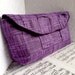 Purple woven clutch purse, clutch bag in tweed pattern