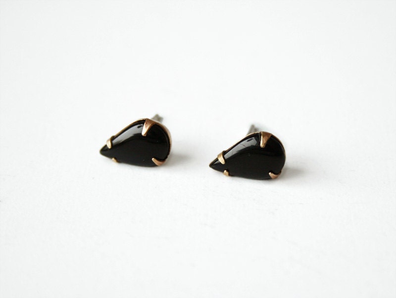 The Black Drop stud earrings with sterling silver posts