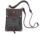 Leather Shoulder Pouch Satchel, Man Bag, Purse, iPad Mini Case - Rich Chocolate Brown