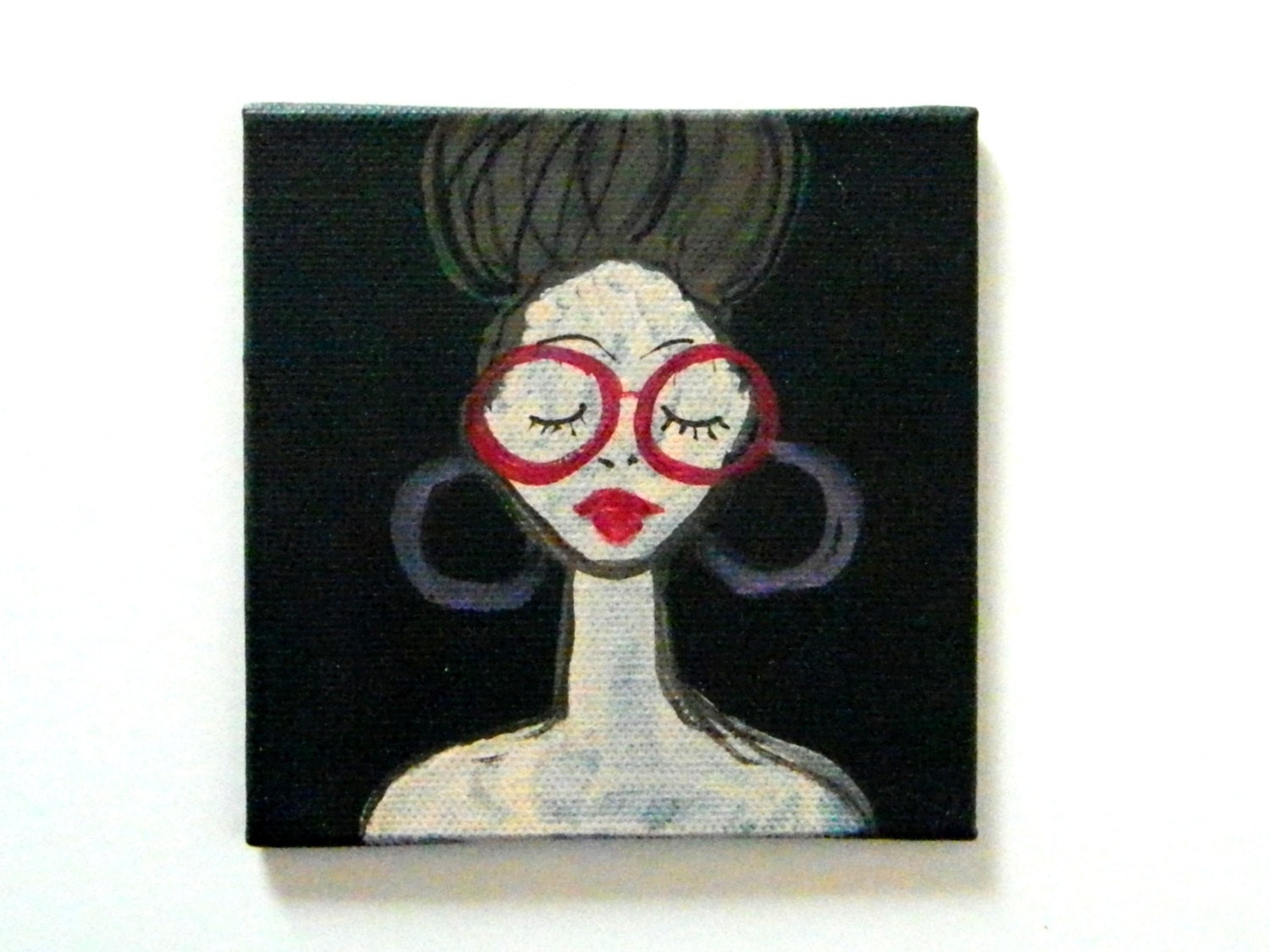 Mini Art Portrait, Art Collectible, Hipster Art portrait, mini art easel
