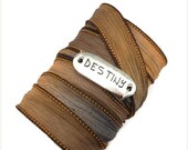 Silk Wrap Bracelet with DESTINY connector,yoga jewelry,silk ribbon bracelet, yoga bracelet, boho chic, bohemian