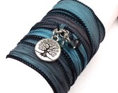 Tree of Life Silk Ribbon Wrap Bracelet,yoga jewelry, wrapped wrapping bracelet, wrap around,wrist wrap
