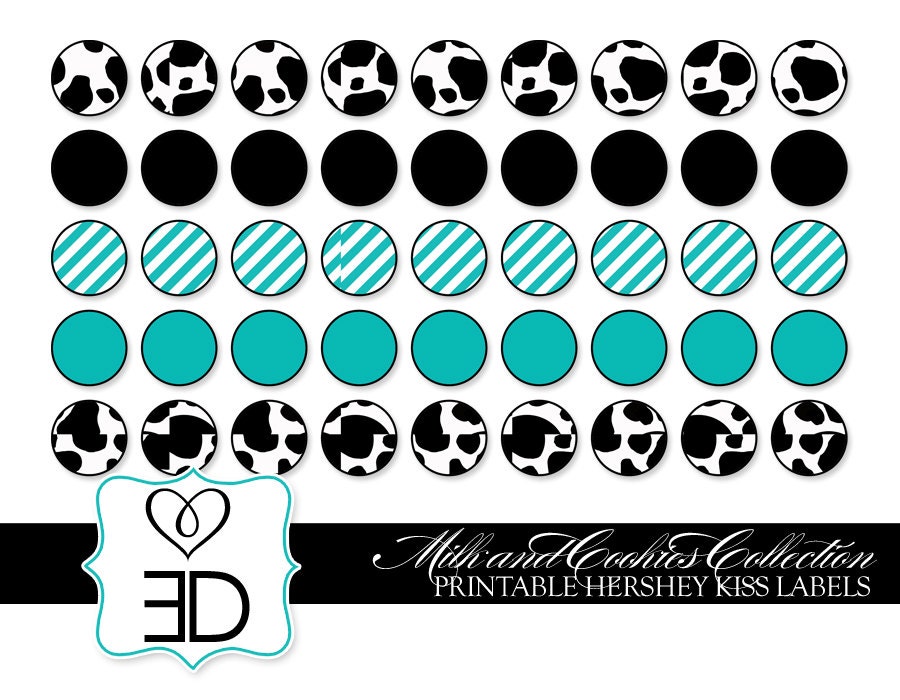 Milk and Cookies Collection - Printable Hershey Kiss Labels - INSTANT DOWNLOAD