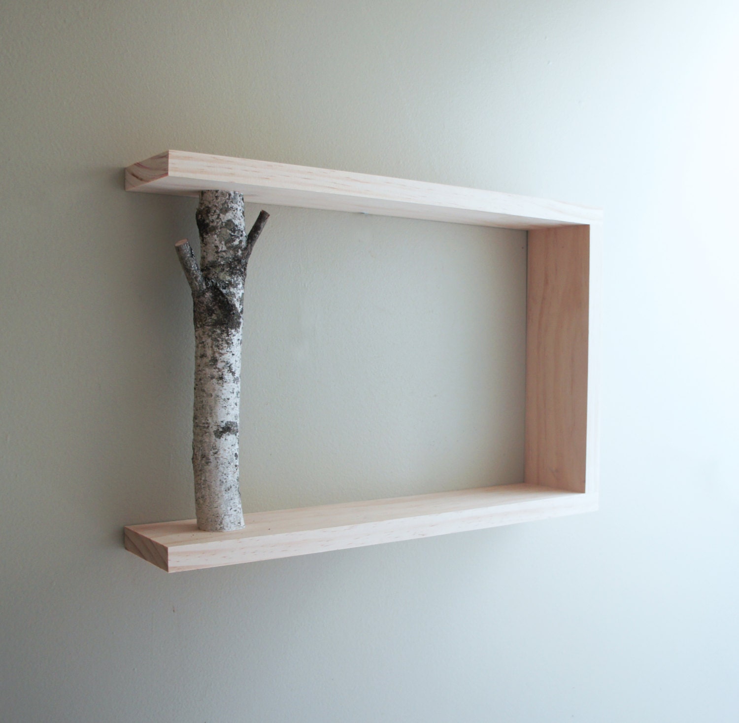 white birch forest wall art/shelf - 18x12x3 .5 - made to order