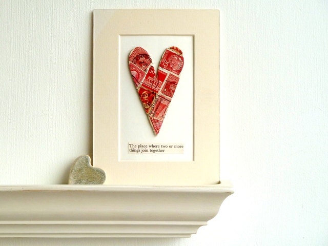 Vintage postage-stamp heart collage: A Place Within