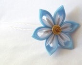 Kanzashi Flower Hair Stick Blue and White