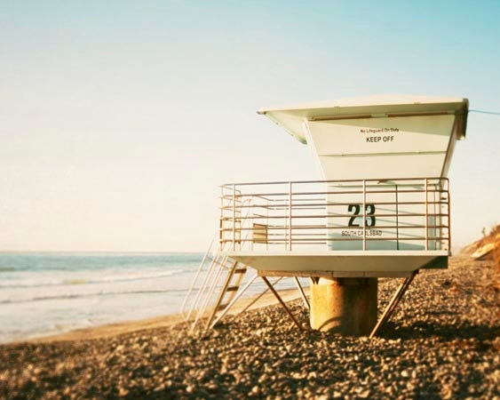Beach Photography, Dusk, Beach Tower Print, Beige, Blue, Beach House Decor, Tower 23, Landscape Photograph, 8x10