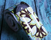 Camera Strap Cover with Lens Cap Pocket - Padded Minky - Teal and Gray Paisley Your Choice of Colors - MADE TO ORDER