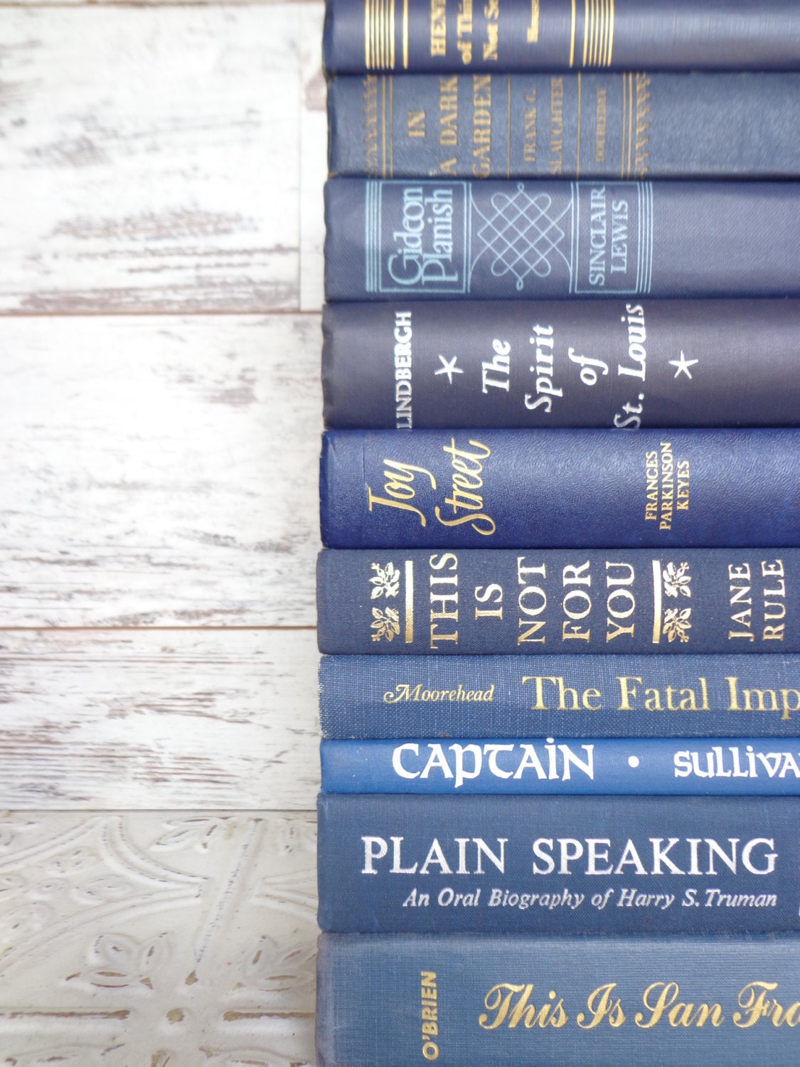 Dark Blue Instant Library Book Collection by Color Bundle Photography Props  Vintage Decorative Books Midnight Gold
