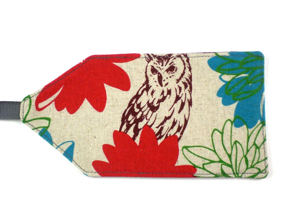 Luggage Tag - Patchwork Owls - Japanese Import Fabric