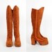platform boots 7 / rust suede 1970s disco boots
