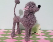 Gray French Poodle, Felted Fuzzy and Snooty
