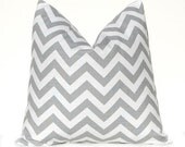 Chevron Decorative Throw Pillow Covers 18 Inches - Gray on White Zig Zag Chevron Decorative Throw Pillow Covers