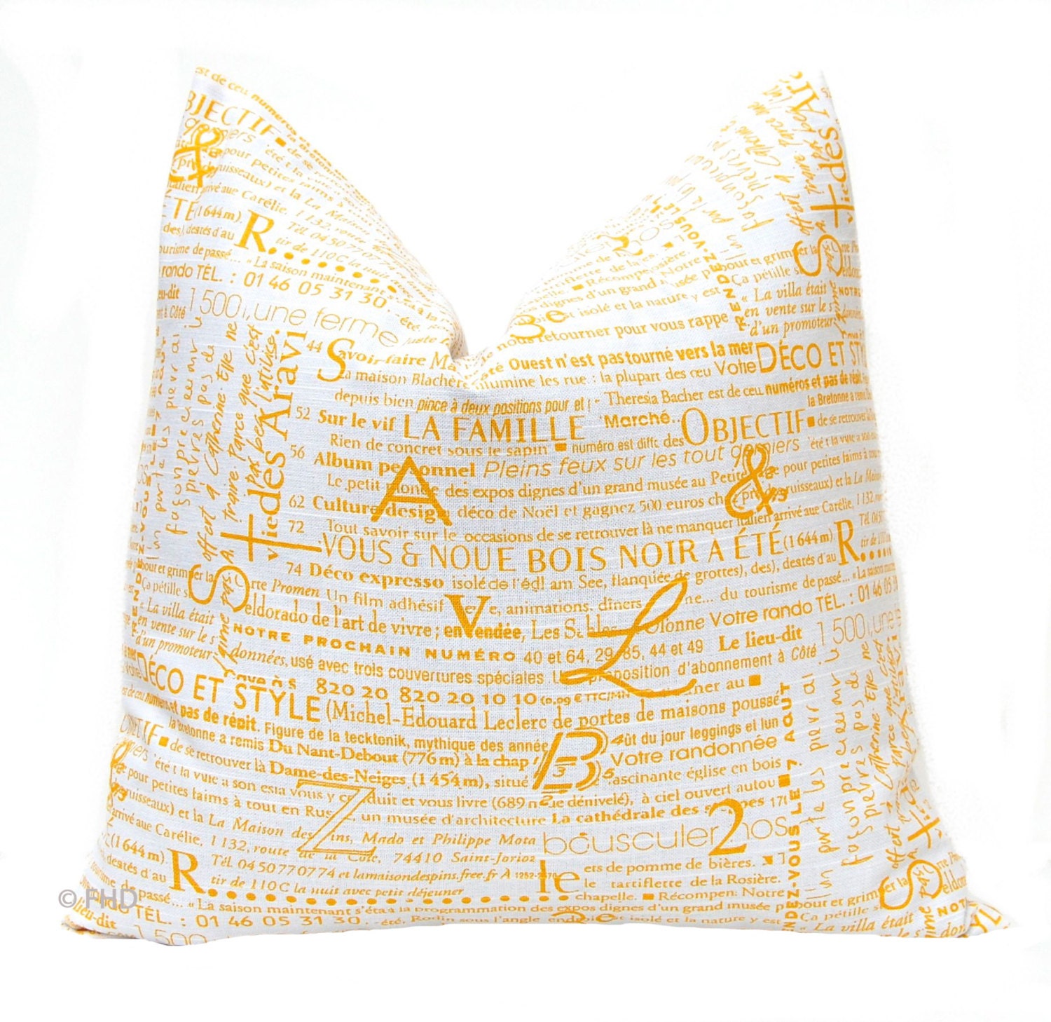 Decorative Throw Pillows  Accent Pillows Throw Pillow Cushion Covers 20 x 20 Inches - Yellow and White Script Letters Words