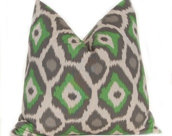 Decorative Throw Pillow Cover One 20 x 20 Gray and Green on Linen Cushion Sofa Pillows Adrian by Premier Prints