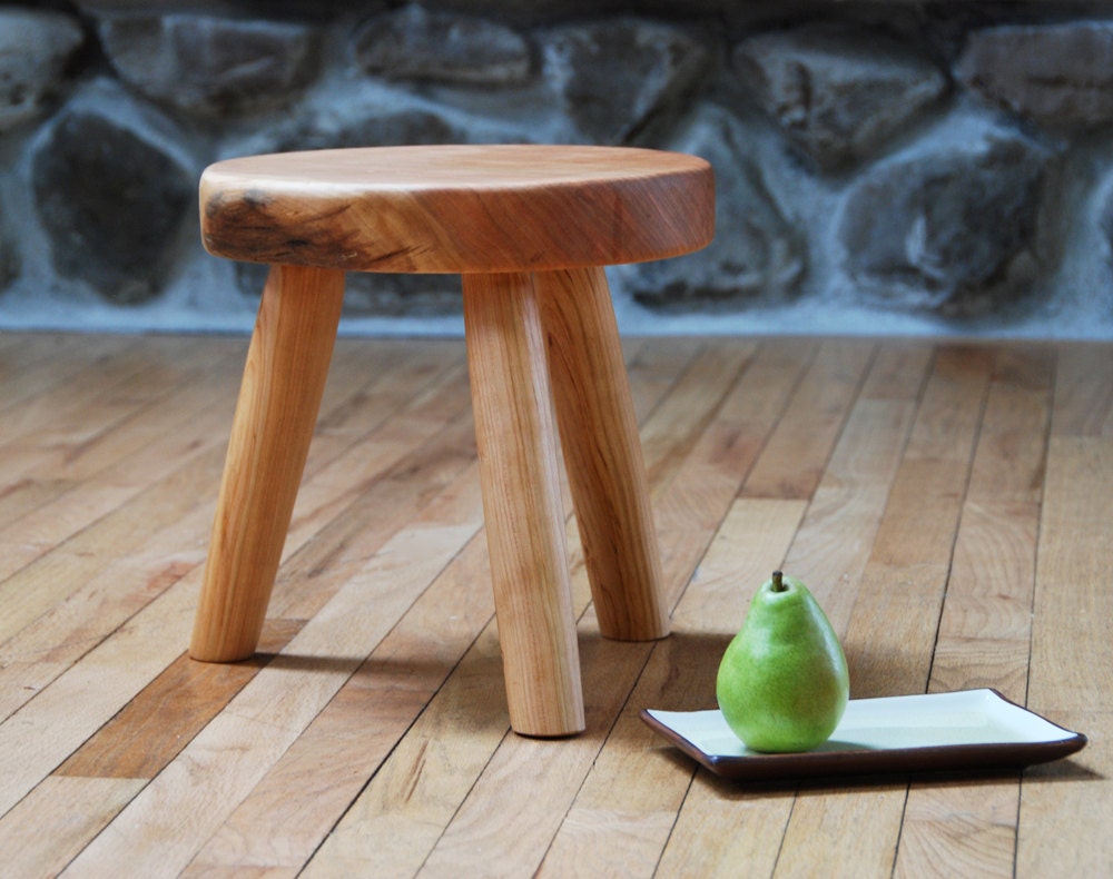 MilkMaid Stool Wooden Three Legged Stool Eco Friendly Cherry Furniture