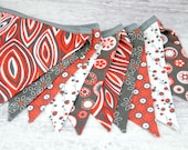 Eco-Friendly Reusable Fabric Bunting, Banner, Pennant, Flag, Garland, Photo Prop, Decoration in Orange Gray White