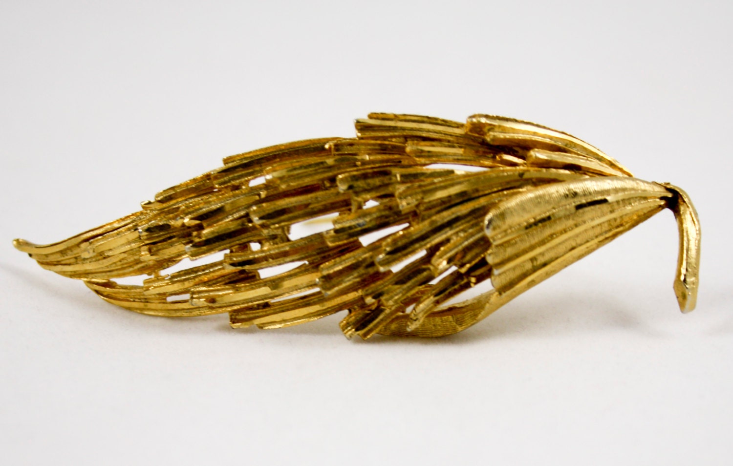 Vintage BSK Textural Gold Leaf Brooch