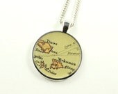 Mykonos Necklace, Greece Map Pendant, Resin Jewelry